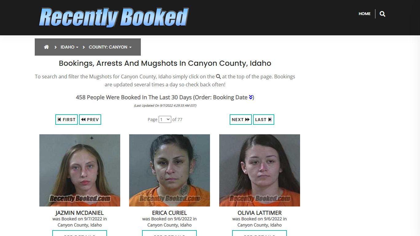 Recent bookings, Arrests, Mugshots in Canyon County, Idaho